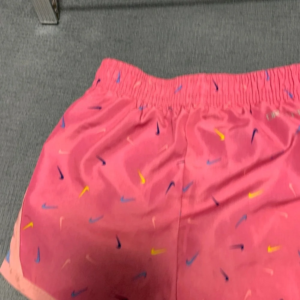 Nike Dri-Fit Tempo Shorts Girls 2T 1-2Yrs Pink Blue All-Over Micro-Swoosh Logo